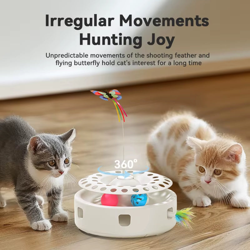 Smart Cat Toy Automatic Cat Balls Electric Butterfly Teasing Toy Ambush Feather 3 in 1 Interactive Pet Toy Set Cat Supply