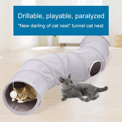 Cat Toy Hide-And-Seek Premium Built-In Crinkle Crackle Paper Played Freely Indoors Rabbit Tunnel Cat Toy