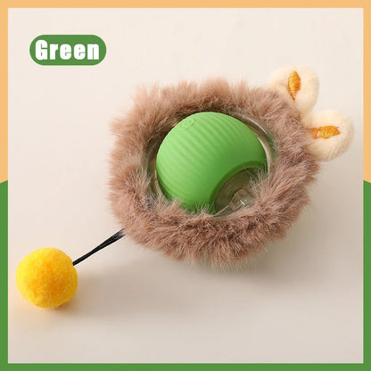 Interactive Cat Toys Ball Fast Rolling in Pouch Hide and Seek Kitten Toy Motion Activated Interactive Cat Toy for Indoor