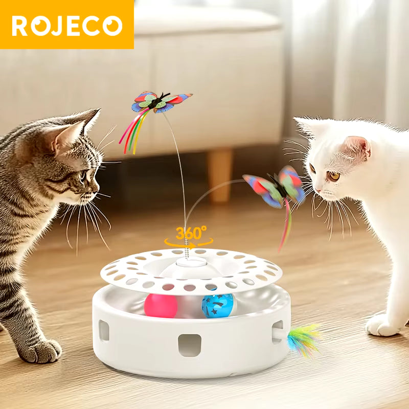 Smart Cat Toy Automatic Cat Balls Electric Butterfly Teasing Toy Ambush Feather 3 in 1 Interactive Pet Toy Set Cat Supply