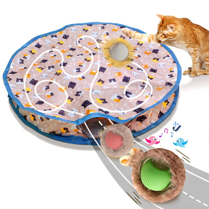 Interactive Cat Toys Ball Fast Rolling in Pouch Hide and Seek Kitten Toy Motion Activated Interactive Cat Toy for Indoor