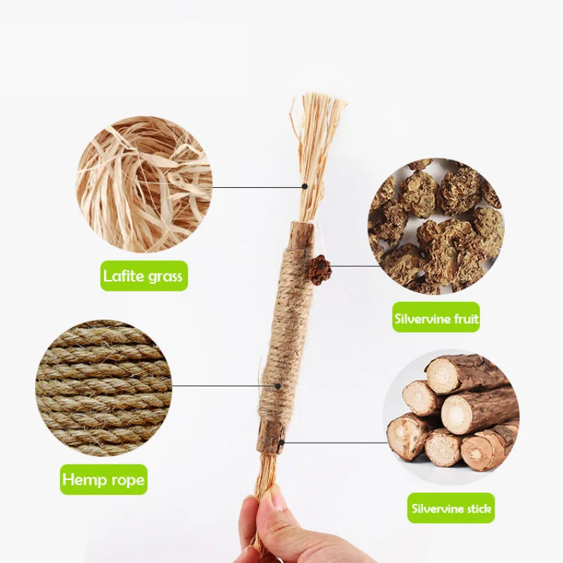 1 Pc Cat Toys Silvervine Chew Stick Polygonum Kitty Raffia Grass Pet Supplies Cleaning Teeth Stick Pet Bite Cat Toy Hemp Rope