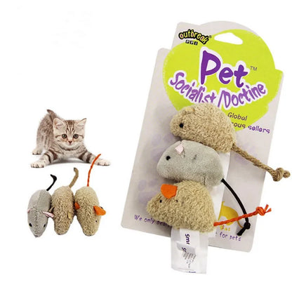 3Pcs New Plush Simulation Mouse Cat Toy Bite Resistance Plush Mouse Cat Scratch Interactive Mouse Toy Palying Toy for Cat Kitten