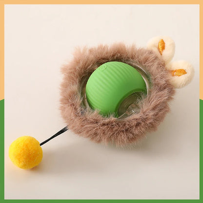 Smart Interactive Cat Toys Ball Fast Rolling in Pouch Hide and Seek Kitten Toy Motion Activated Interactive Cat Toy for Indoor