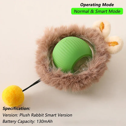 Cat Interactive Ball Toy, Automatic Rolling Ball with Tail, Rechargeable Smart Pet Interactive Toy, Intelligent Mouse for Cat