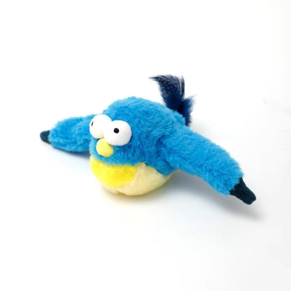 Interactive Cat Toys Rechargeable Flying Bird Cat Toy Chirping Flapping Bird(No Flying) Can Add Catnip Touch Activated Plush Toy