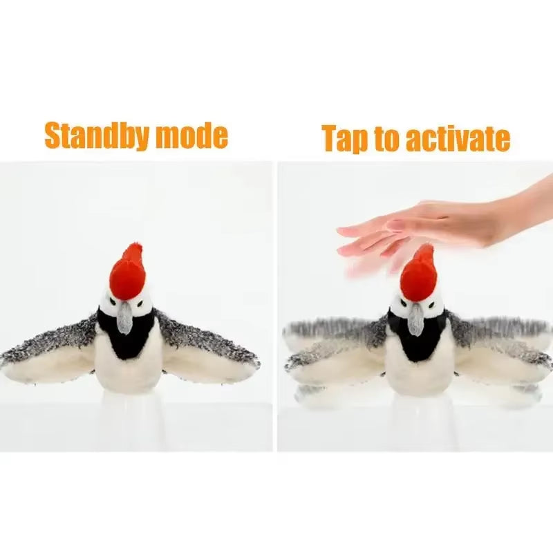 1Pc Flapping Sparrow Cat Toys Interactive Chirping Bird Movements Touch Activated Electric Plush Toy Rechargeable Kitten Toy Pet